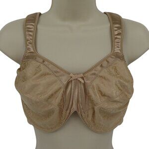 Bali 40D Bra 3562 Satin Tracings Minimizer Bra Beige Swirl Underwire Unlined